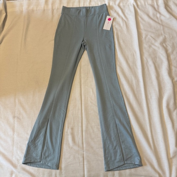 NEW Yogalicious Small Light Blue Terry Brush High Rise Flared Leg Pants Lounge - Picture 11 of 11
